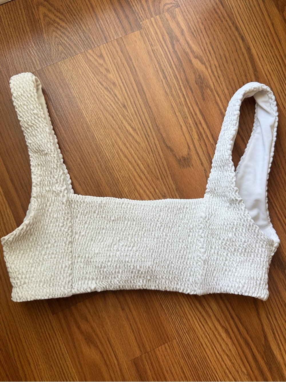 Tularosa White Smocked Bikini Top Size Large Textured Swim Top